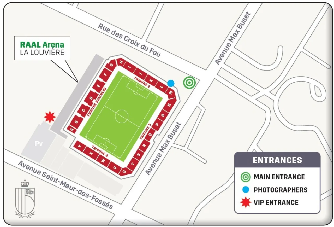 La Louvière stadionplan ingangen